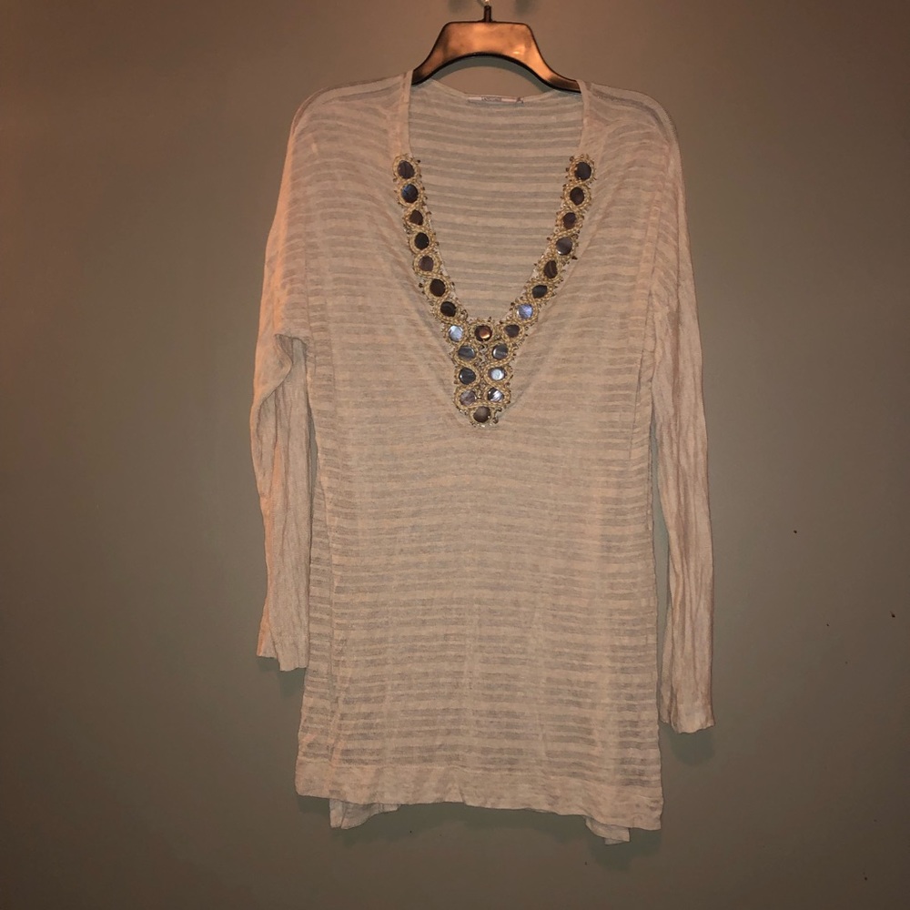Deep C Neck Accent Top